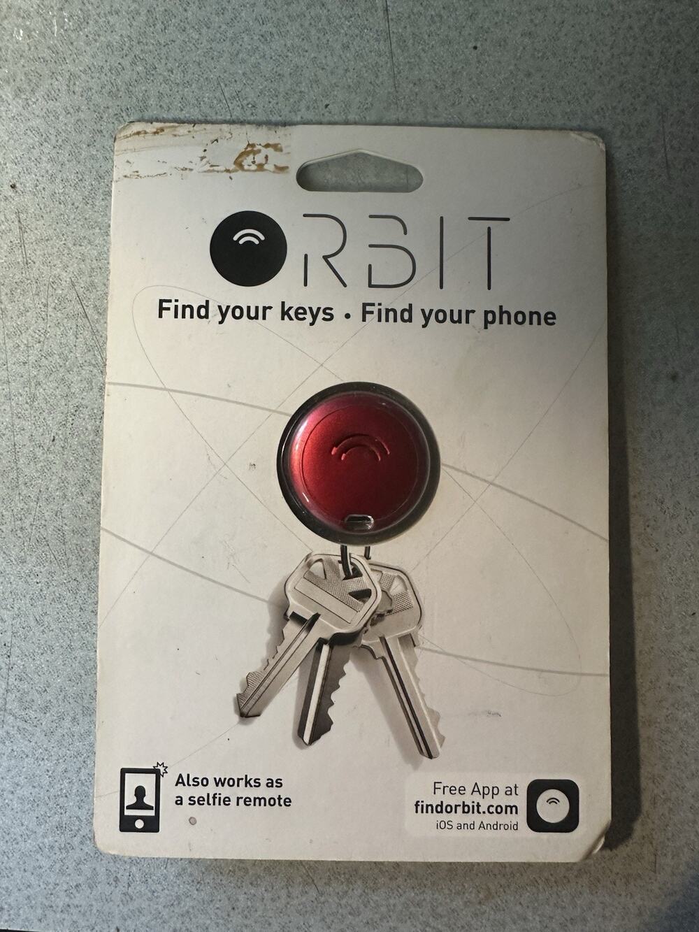 Orbit Red Bluetooth Key Finder ORB520 Selfie Remote Waterproof Battery